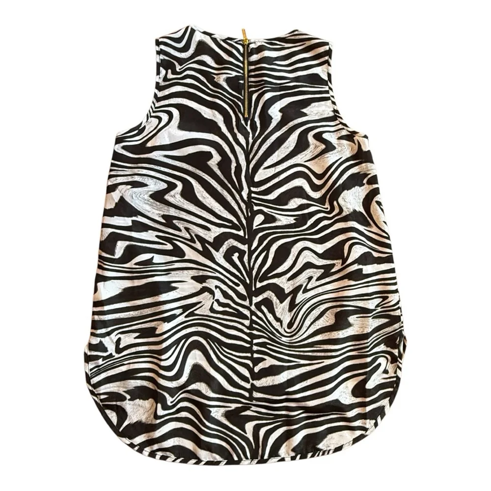 Michael Kors Zebra Print Sleeveless High-Low Blouse Top Size S